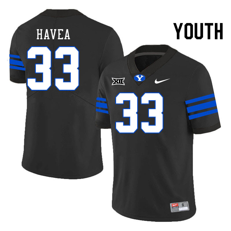 Youth #33 Dallin Havea BYU Cougars College Football Jerseys Stitched Sale-Black